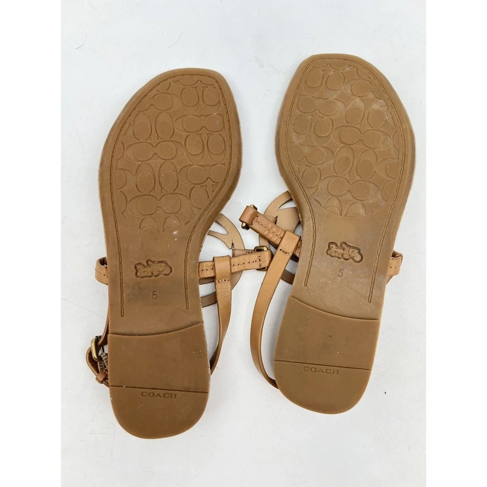 COACH WOMEN'S JERI LOGO MONOGRAMMED SIGNATURE SANDALS SADDLESTONE 5